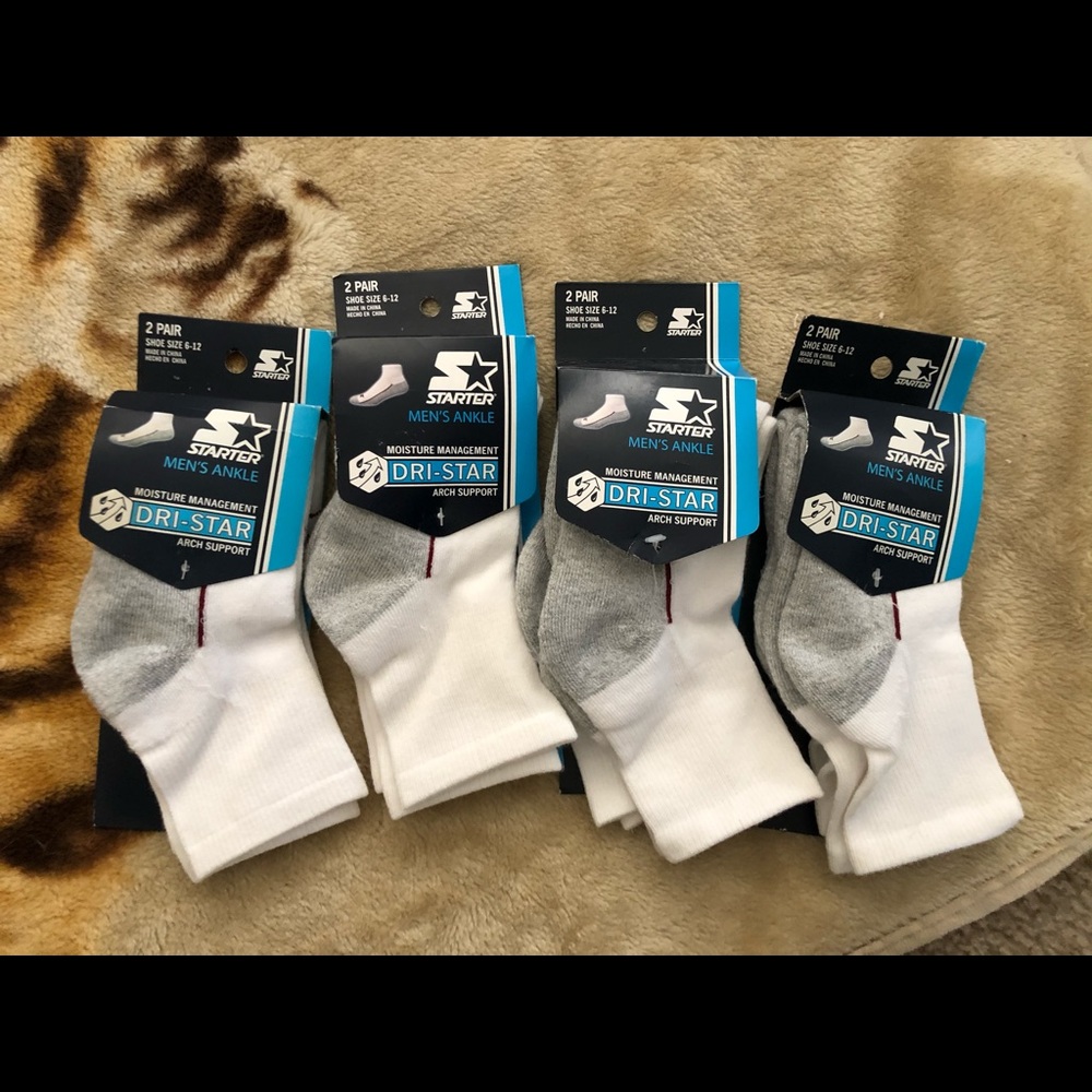 8 PAIRS OF STARTER MEN’S ANKLE SOCKS NEW SIZE 6-12
